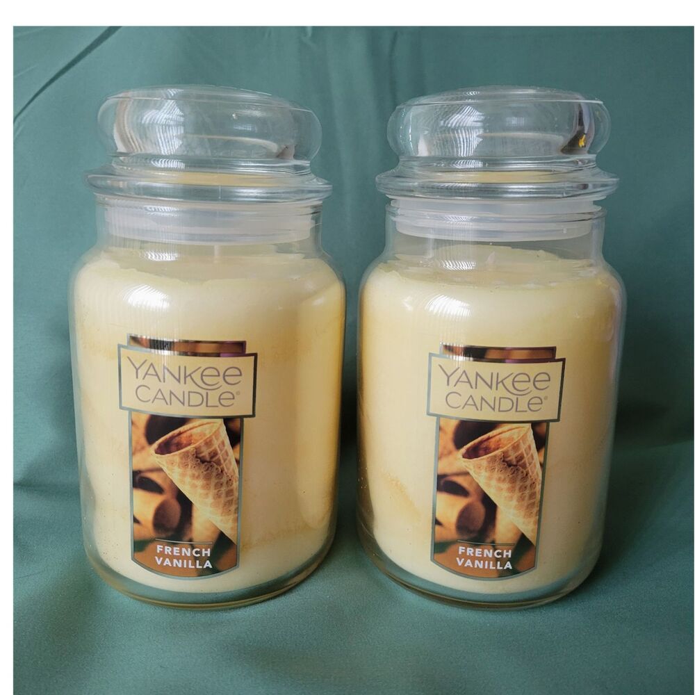 Yankee Candle French Vanilla 22oz Large Jar Lot of 2 Single Wick Candles